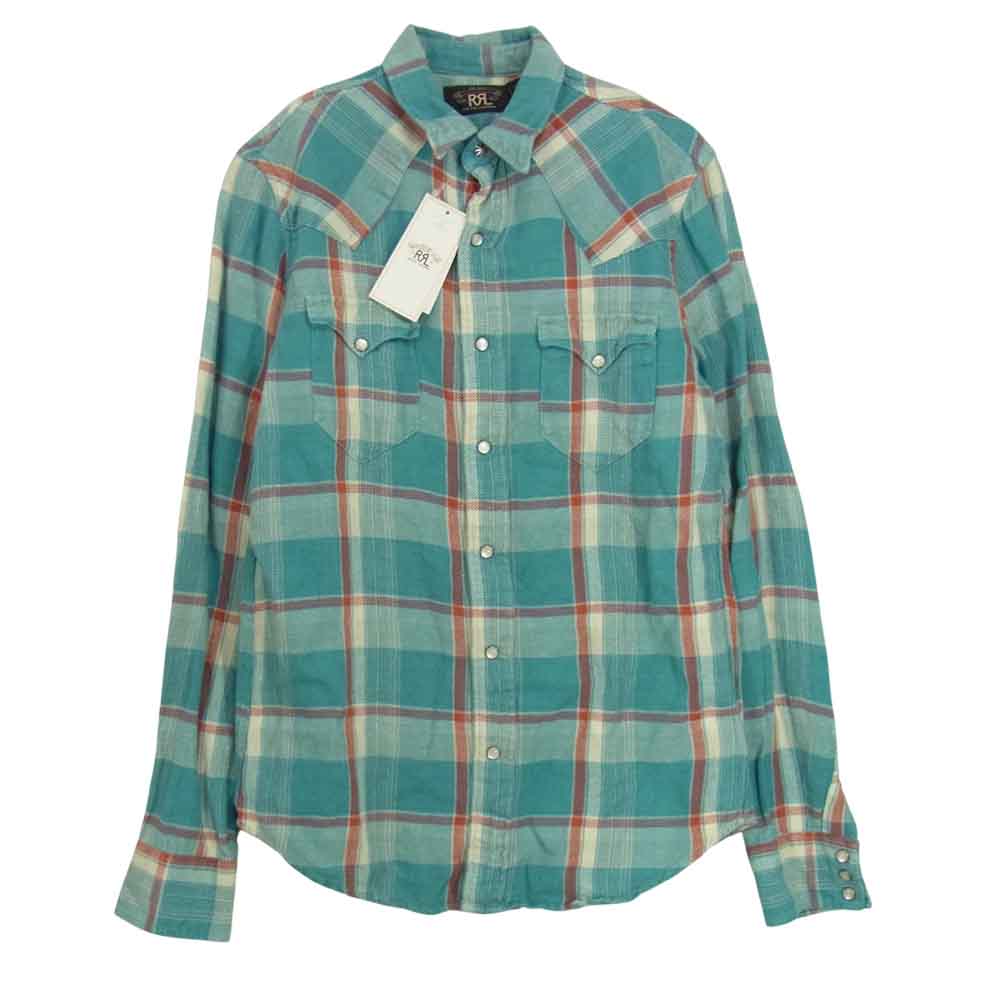 RRL ダブルアールエル 国内正規品 Western check shirt ウエスタン ネル チェック 長袖 シャツ ライトブルー系 S【中古】