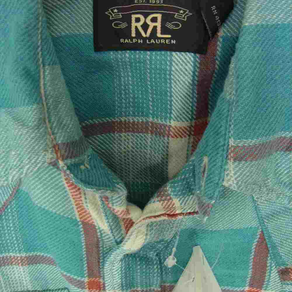 RRL ダブルアールエル 国内正規品 Western check shirt ウエスタン ネル チェック 長袖 シャツ ライトブルー系 S【中古】