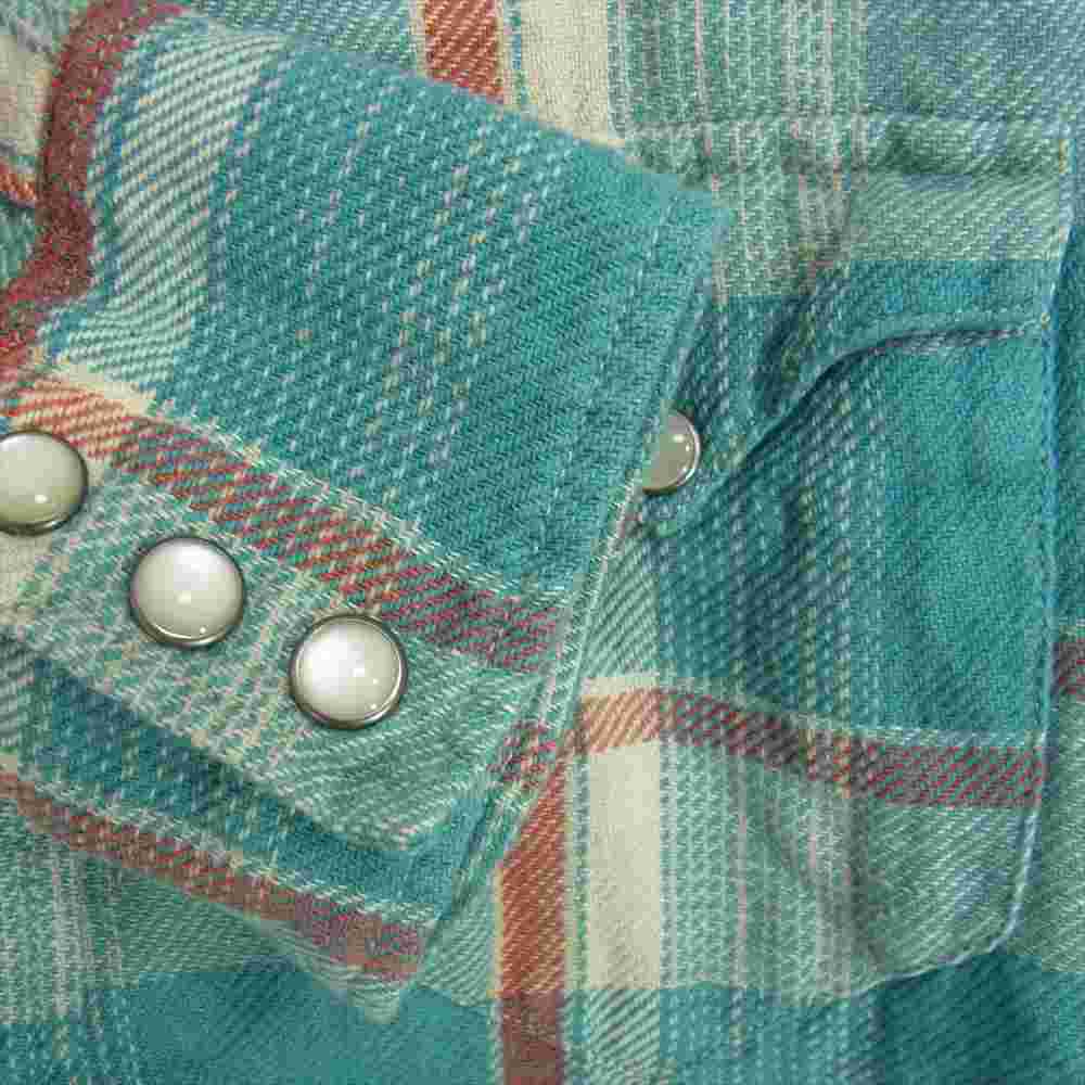 RRL ダブルアールエル 国内正規品 Western check shirt ウエスタン ネル チェック 長袖 シャツ ライトブルー系 S【中古】