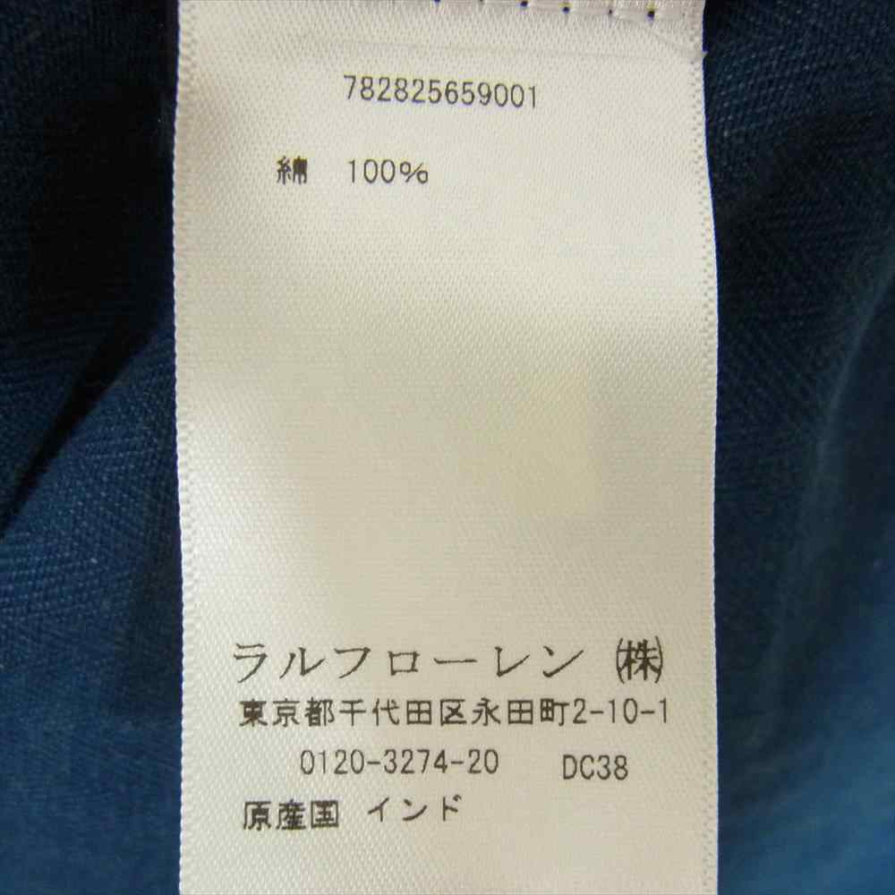 RRL ダブルアールエル 国内正規品 インディゴ ヘリンボーン バック ロゴ ワーク 長袖 シャツ ブルー系 SP【美品】【中古】