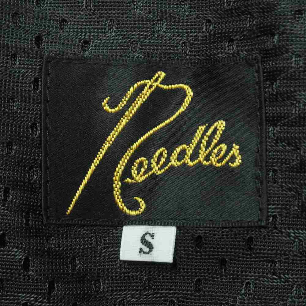 Needles ニードルス END OF THE WORLD エンドオブザワールド セカイノオワリ KP986 ZIPPED TRACK PANTS ロゴ刺繍 ライン トラック パンツ ジャージ ブラック系 ライトグリーン系 S【極上美品】【中古】