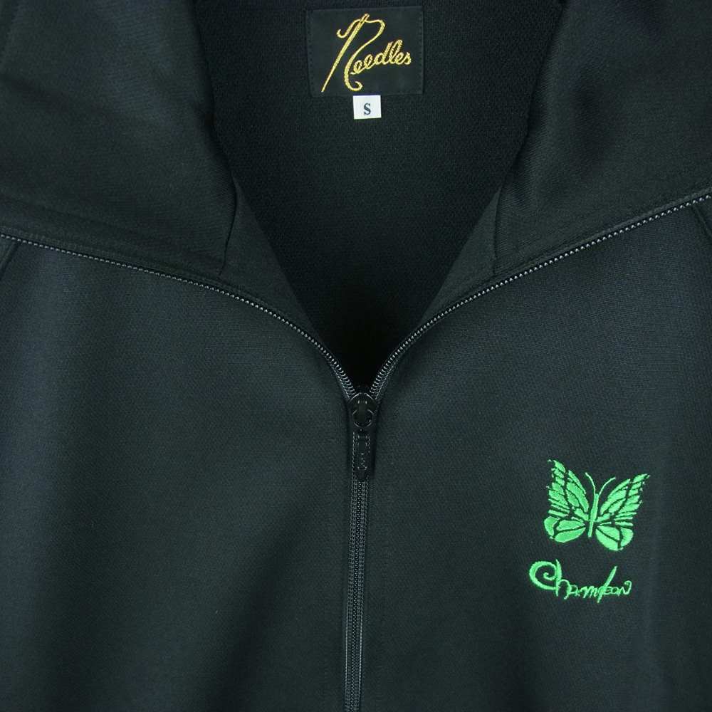 Needles ニードルス END OF THE WORLD エンドオブザワールド セカイノオワリ KP985 TRACK JACKET ロゴ刺繍 ライン トラックジャケット ジャージ ブラック系 ライトグリーン系 S【極上美品】【中古】