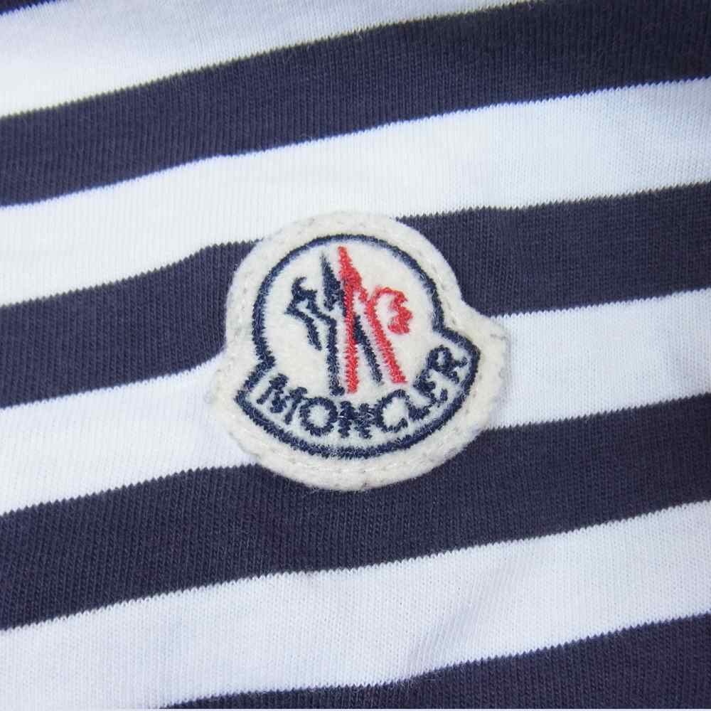 MONCLER モンクレール MAGLIA マグリア ボーダー クレイジーパターン ポケット Tシャツ 半袖 白青黒系 XXL【中古】