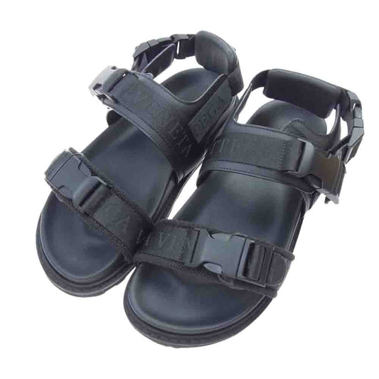 BOTTEGAVENETA ボッテガヴェネタ 578263 VBPX1 Logo Canvas Straps Buckle Sandals ロゴ キャンバス ストラップ バックル サンダル ブラック系【中古】
