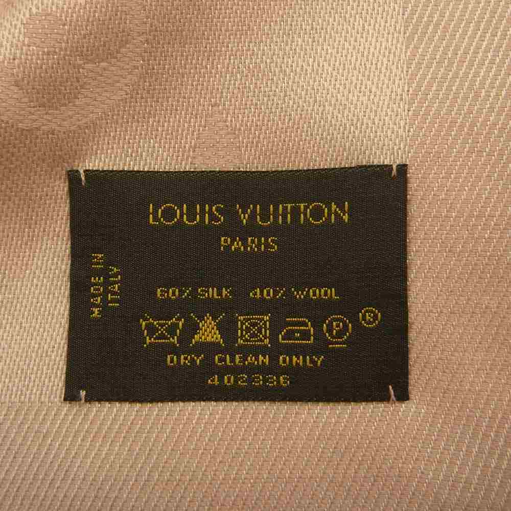 LOUIS VUITTON ルイ・ヴィトン M72046 モノグラム デニム LV ローズ シルク ウール モノグラム ショール 大判ストール  ピンク系【中古】