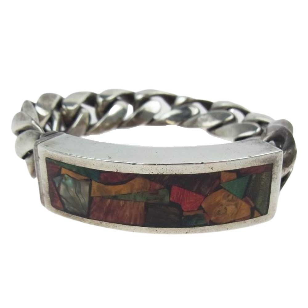 STANLEY GUESS スタンリーゲス SG-205MLT 購入証明書付属 Multi Wood Inlaid ID Bracelet マルチウッド シェル カスタム ID ブレスレット シルバー系【中古】