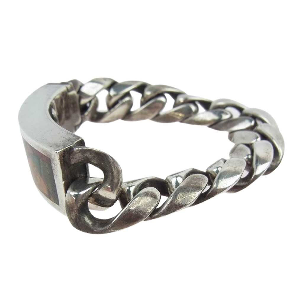 STANLEY GUESS スタンリーゲス SG-205MLT 購入証明書付属 Multi Wood Inlaid ID Bracelet マルチウッド シェル カスタム ID ブレスレット シルバー系【中古】
