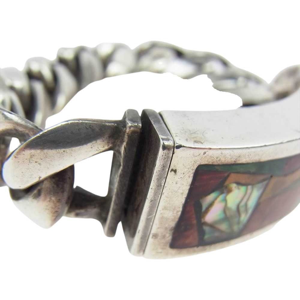 STANLEY GUESS スタンリーゲス SG-205MLT 購入証明書付属 Multi Wood Inlaid ID Bracelet マルチウッド シェル カスタム ID ブレスレット シルバー系【中古】