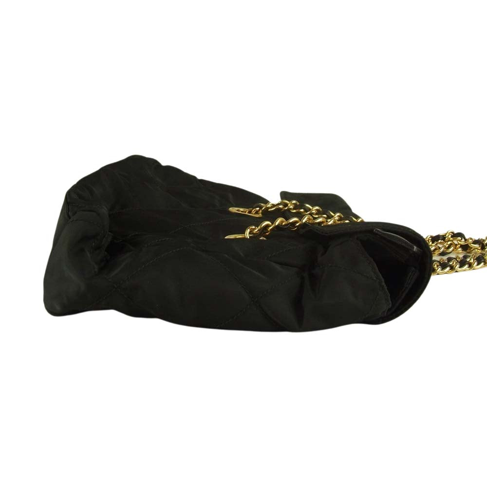 PRADA プラダ ナイロン キルティング チェーン ショルダーバッグ ゴールド金具 ブラック系【中古】