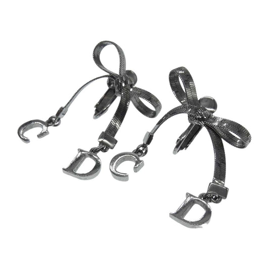 Christian Dior クリスチャンディオール CD ロゴ リボン チョーカー イヤリング シルバー系【中古】