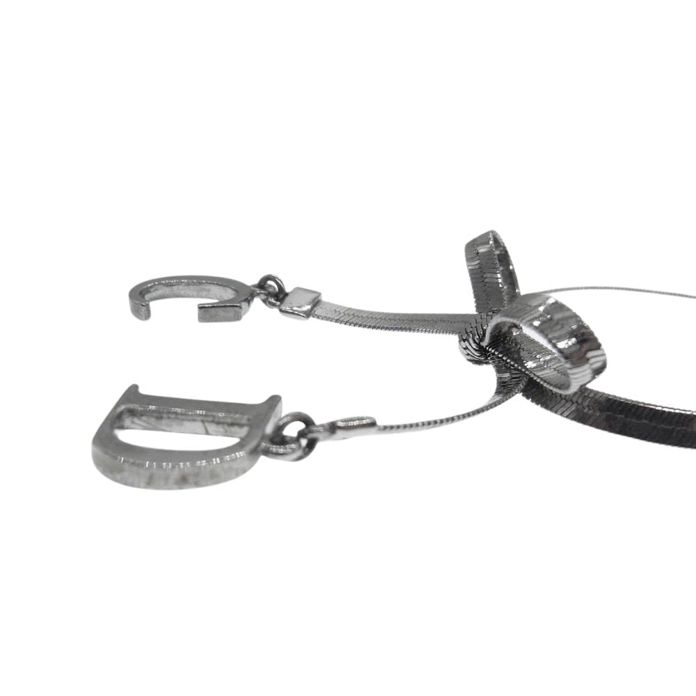 Christian Dior クリスチャンディオール CD ロゴ リボン チョーカー ネックレス シルバー系【中古】