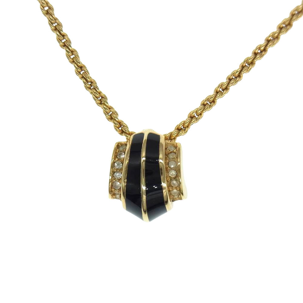 Christian Dior クリスチャンディオール ストーン ネックレス ゴールド系【中古】