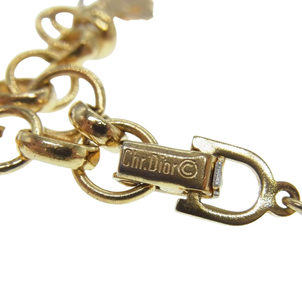 Christian Dior クリスチャンディオール ストーン ネックレス ゴールド系【中古】