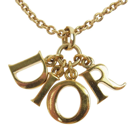 Christian Dior クリスチャンディオール ロゴ ネックレス ゴールド系【中古】