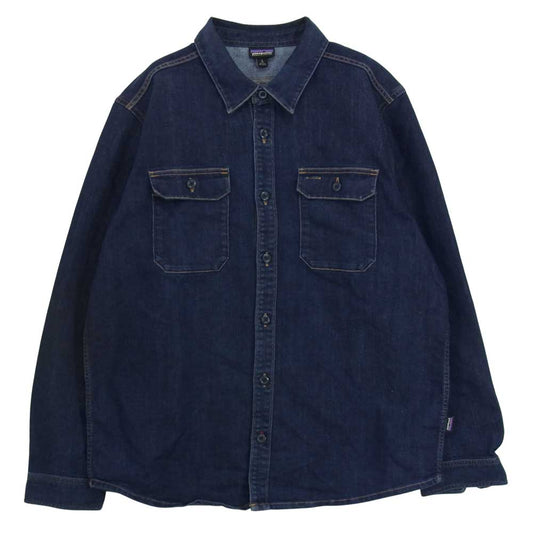 patagonia パタゴニア 15AW 53795 L/S Workwear Shirt ロングスリーブ ワーク ウェア デニム ストレッチ シャツ インディゴブルー系 L【中古】