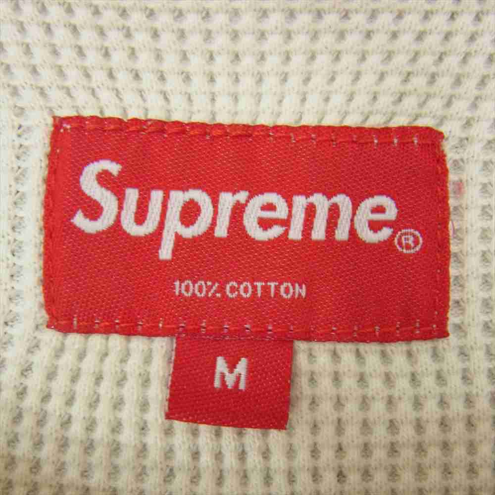 Supreme シュプリーム 15AW Logo Waffle Thermal ロゴ 総柄 プリント ワッフル サーマル 長袖 Tシャツ カットソー ホワイト系 M【中古】