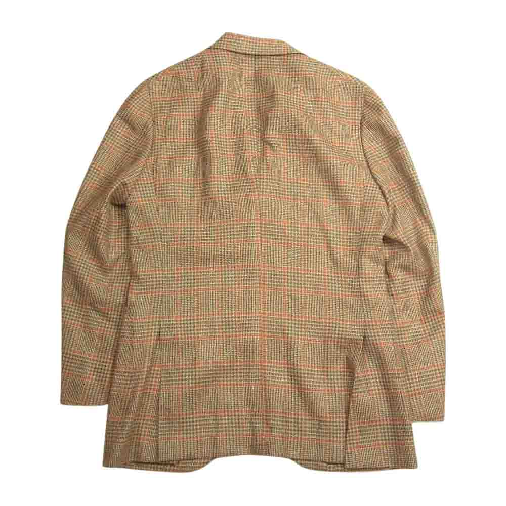 SHIPS シップス × MARLING & EVANS マリーン＆エバンス シルク混ウール チェック テーラード ジャケット ブラウン系 46【中古】