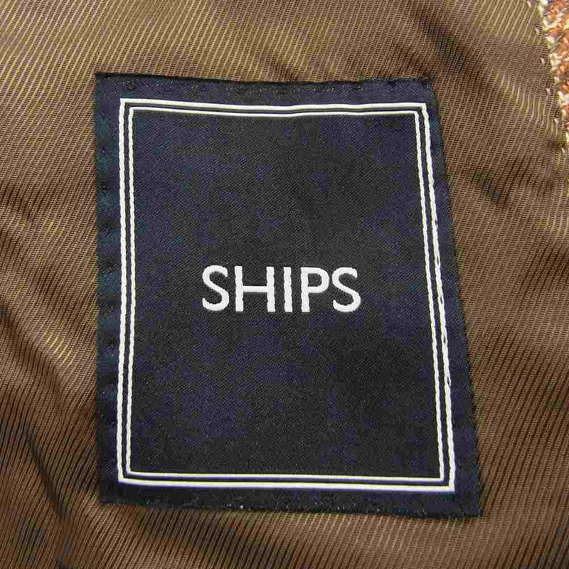 SHIPS シップス × MARLING & EVANS マリーン＆エバンス シルク混ウール チェック テーラード ジャケット ブラウン系 46【中古】