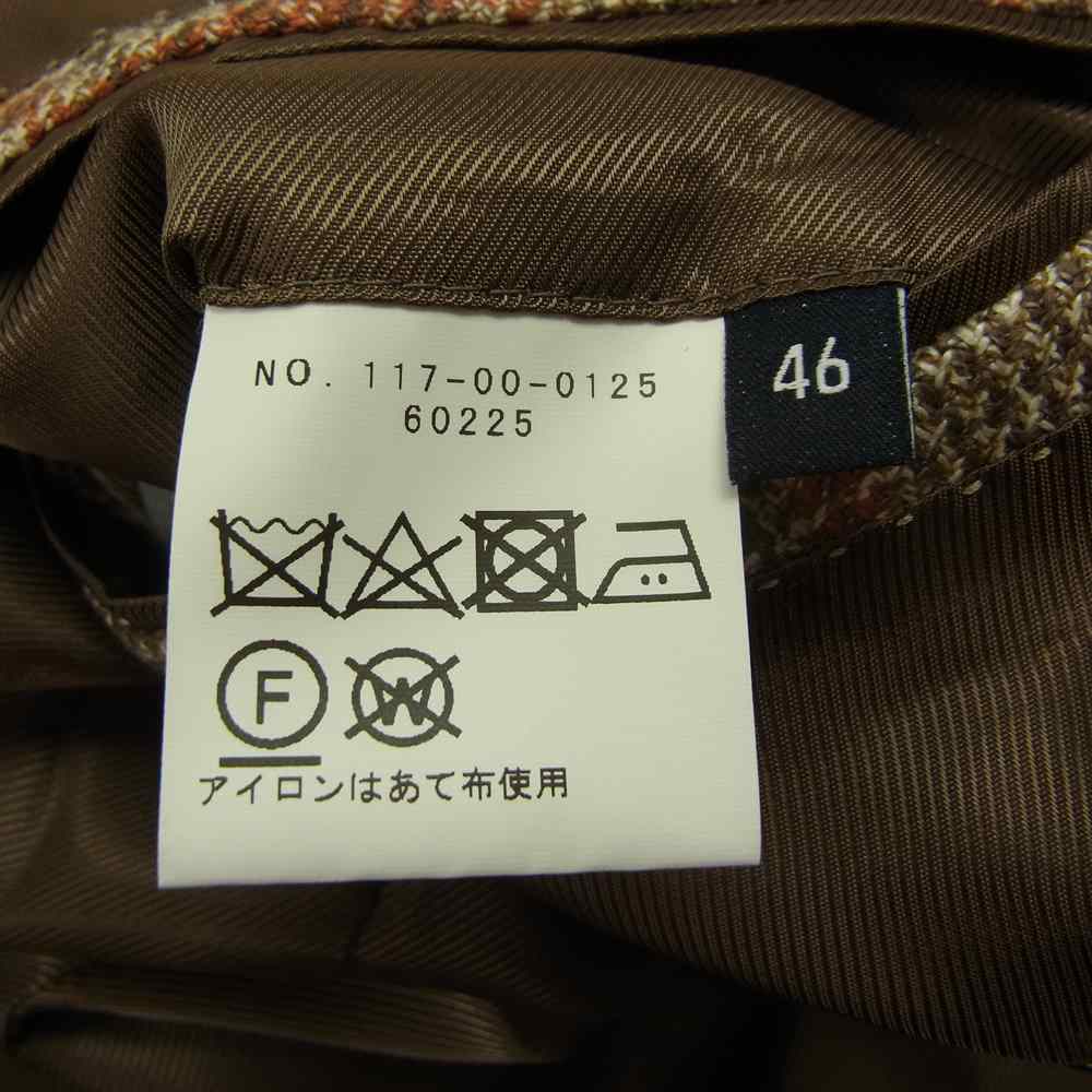 SHIPS シップス × MARLING & EVANS マリーン＆エバンス シルク混ウール チェック テーラード ジャケット ブラウン系 46【中古】