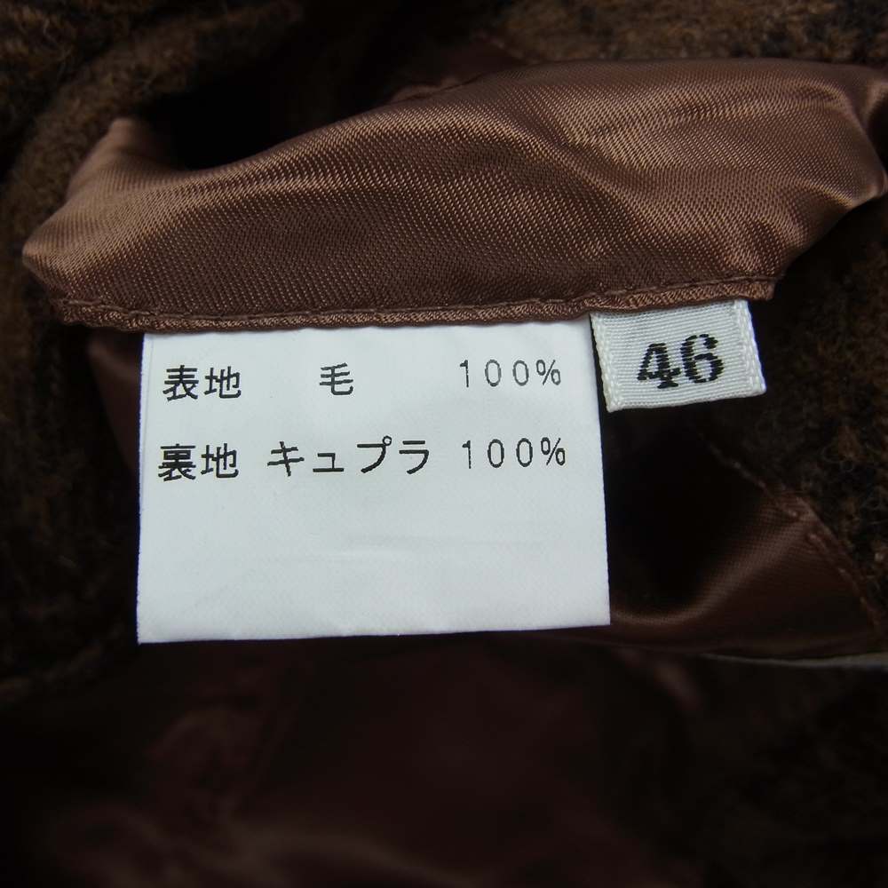 ワイアカミネ レザーボタン ウールツイード チェック テーラードジャケット ブラウン系 46【中古】