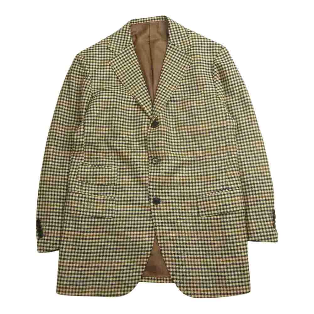 BEAMS ビームス F Martin Sons&Co 英国マーチンソン生地使用 ハウンドトゥース テーラードジャケット ネイビー系 S【中古】
