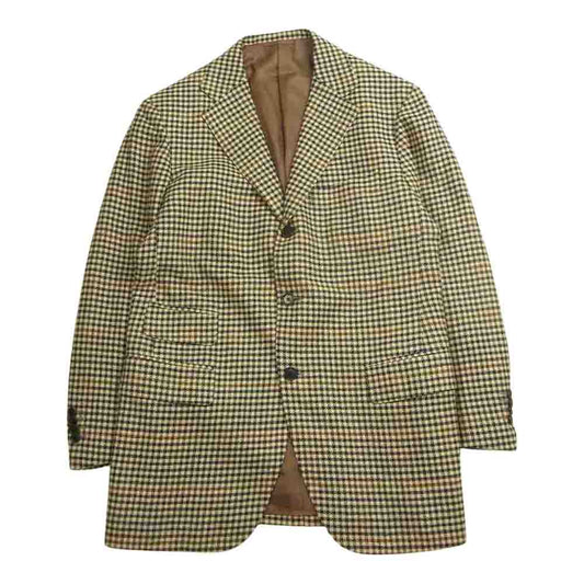 BEAMS ビームス F Martin Sons&Co 英国マーチンソン生地使用 ハウンドトゥース テーラードジャケット ネイビー系 S【中古】