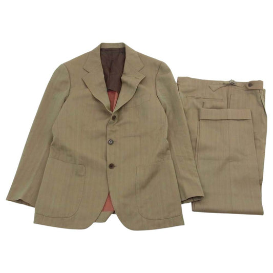 ソブリン SMITH WOOLLENS スミスウーレンズ ヘリンボーンウール セットアップ ブラウン系 46 パンツ：46【中古】