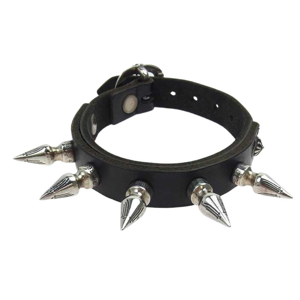 CHROME HEARTS クロムハーツ（原本有） GNSLNGR W/SPKS SGL RW ガンスリンガー スパイク レザーブレスレット ダークブラウン系【中古】