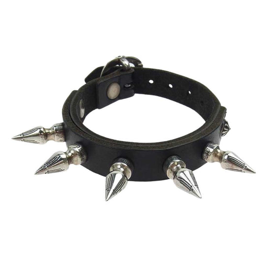 CHROME HEARTS クロムハーツ（原本有） GNSLNGR W/SPKS SGL RW ガンスリンガー スパイク レザーブレスレット ダークブラウン系【中古】
