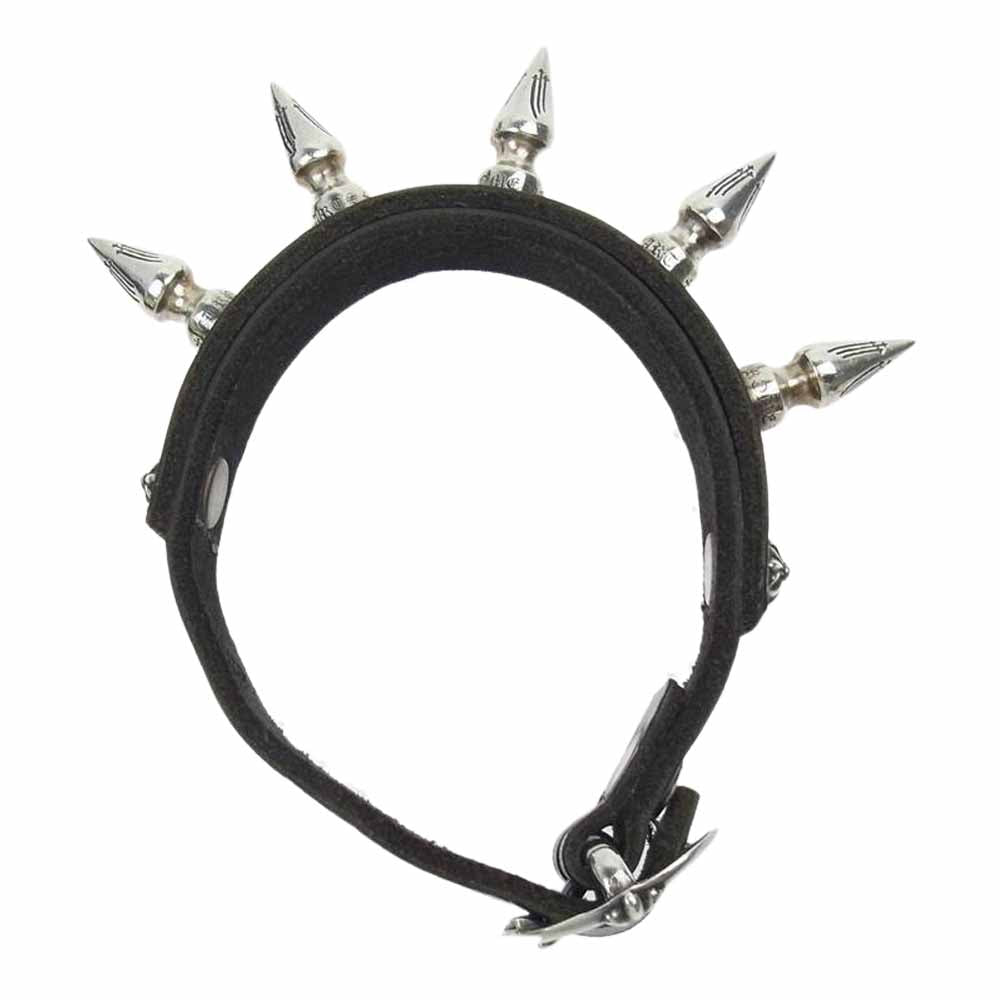 CHROME HEARTS クロムハーツ（原本有） GNSLNGR W/SPKS SGL RW ガンスリンガー スパイク レザーブレスレット ダークブラウン系【中古】
