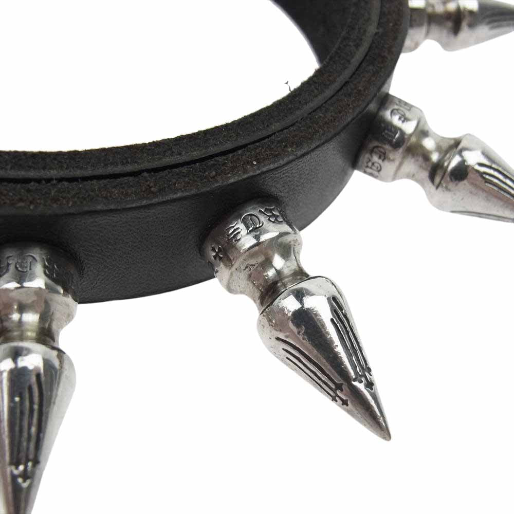 CHROME HEARTS クロムハーツ（原本有） GNSLNGR W/SPKS SGL RW ガンスリンガー スパイク レザーブレスレット ダークブラウン系【中古】
