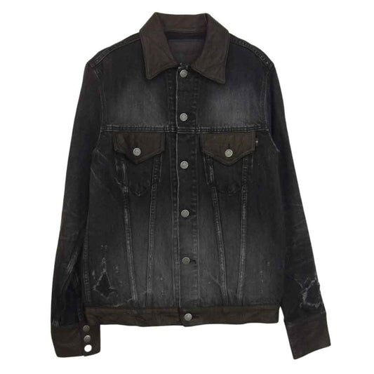 BACKBONE バックボーン 10AW BB10FW-DB40 ディアスキン レザー切替 ダメージ加工 デニムジャケット L【中古】