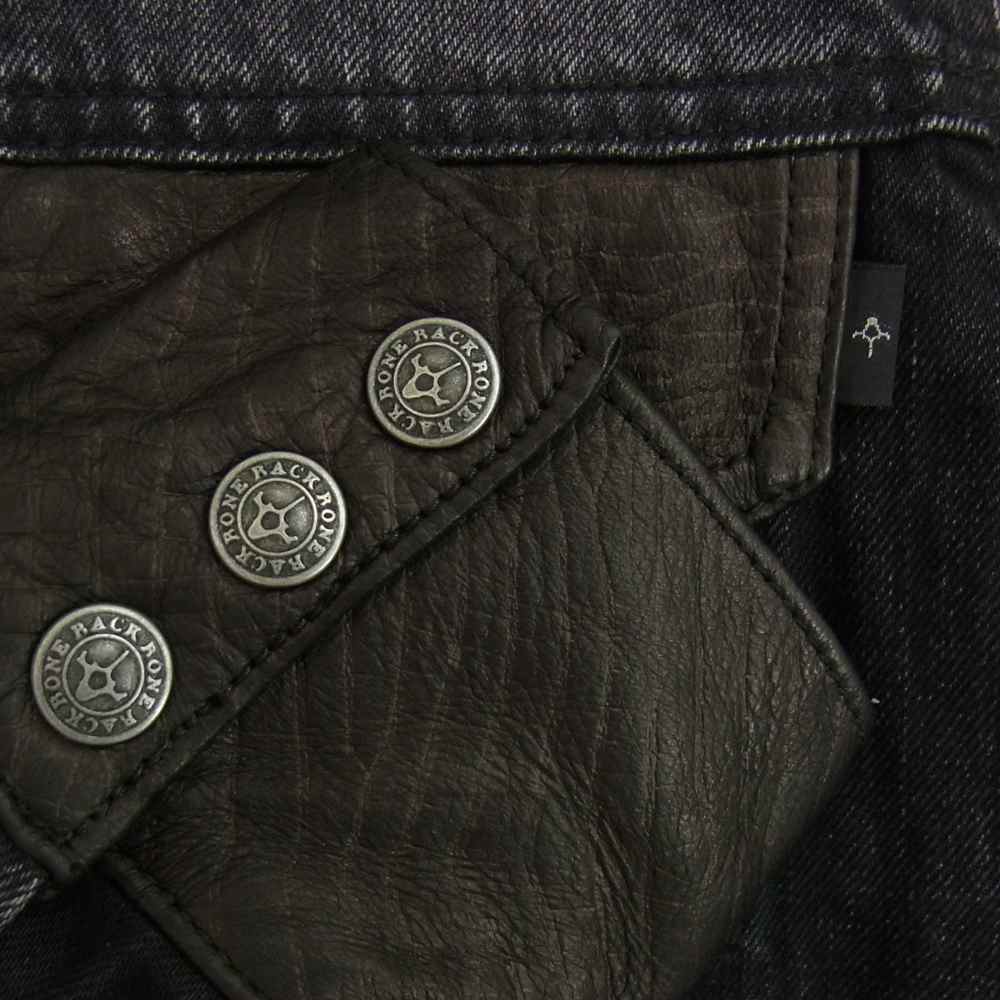 BACKBONE バックボーン 10AW BB10FW-DB40 ディアスキン レザー切替 ダメージ加工 デニムジャケット L【中古】