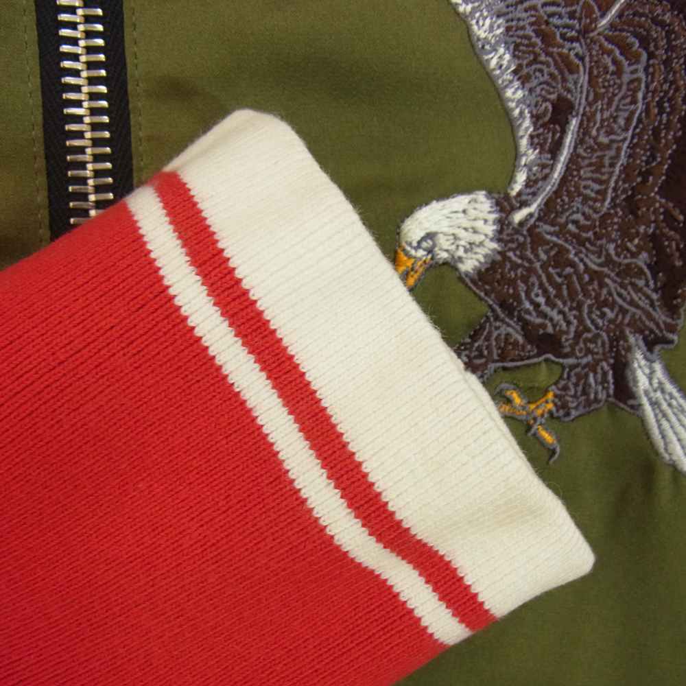 BACKBONE バックボーン 09SS BB09SS-B03 THE BASIS ベイシス イーグル ドラゴン 刺繍 キルティング リバーシブル スカジャン ジャケット カーキ系 L【中古】