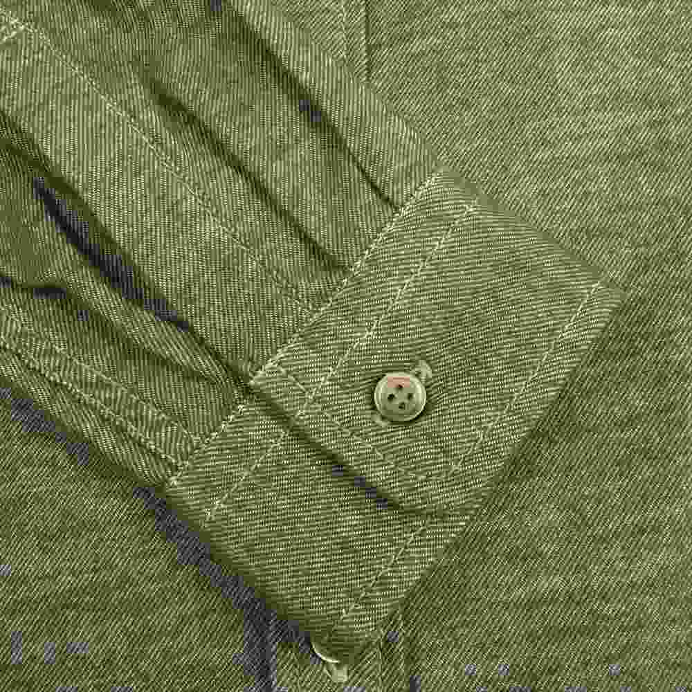 and wander アンドワンダー AW83-FT017 thermo nell shirts サーモライト ネル シャツ グリーン系 3【美品】【中古】