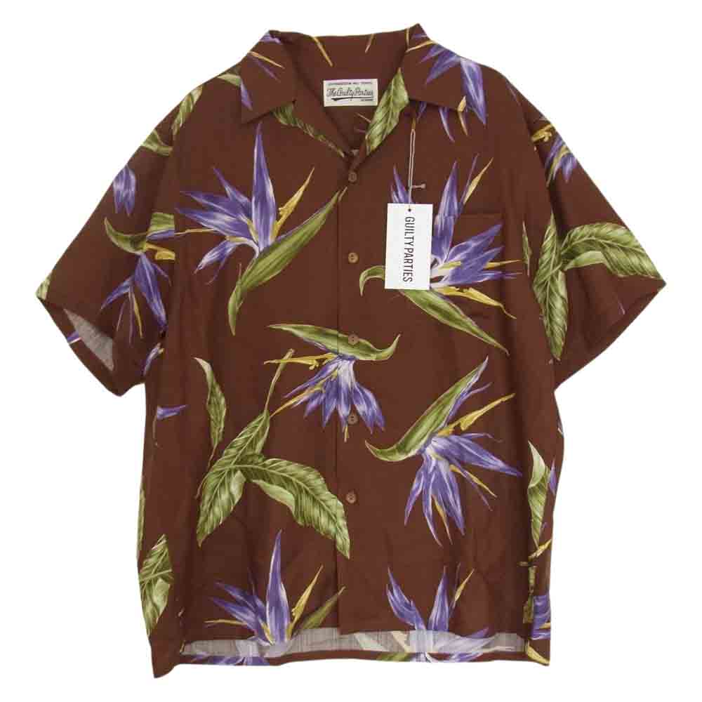 WACKO MARIA ワコマリア WMGP-OVERFLOW-HI01 OVER FLOW HAWAIIAN SHIRTS オーバーフロー 極楽鳥花柄 ハワイアンシャツ ダークブラウン系 S【新古品】【未使用】【中古】