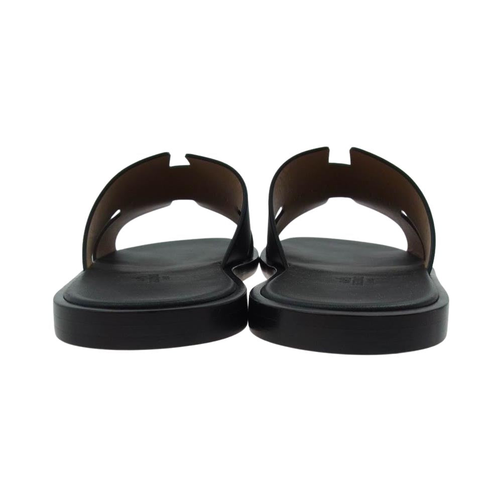HERMES エルメス 041141ZH 2107 Hロゴ フラット レザー サンダル ブラック系 41【新古品】【未使用】【中古】