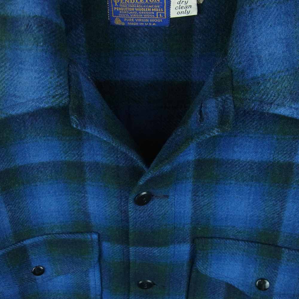PENDLETON ペンドルトン ヴィンテージ 70s チェック CPO シャツ ジャケット ウール アメリカ製 ブルー系 L【中古】
