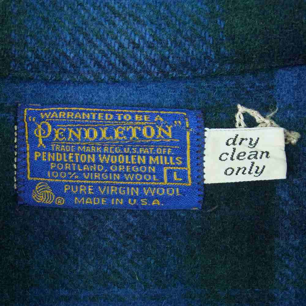 PENDLETON ペンドルトン ヴィンテージ 70s チェック CPO シャツ ジャケット ウール アメリカ製 ブルー系 L【中古】