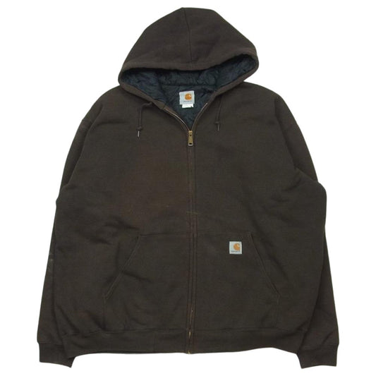 Carhartt カーハート キルトライニング スウェット パーカー ダークブラウン系 サイズ表記なし【中古】