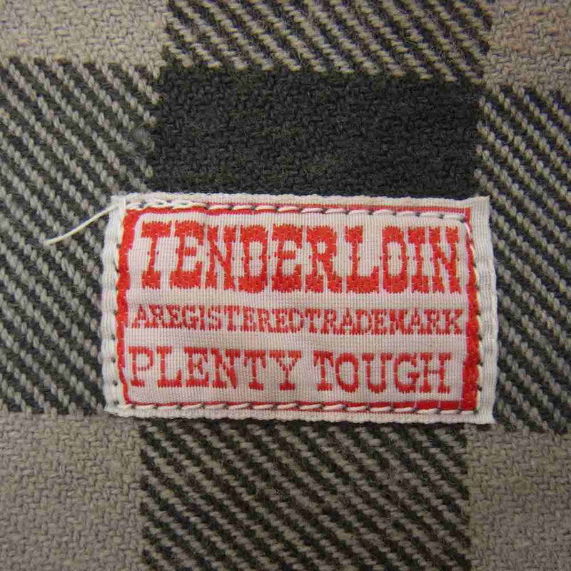 TENDERLOIN テンダーロイン 05AW T-20RG UNEMPLOYED ヘビーネル ワッペン チェック シャツ ライトブルー系 グレー系 L【中古】