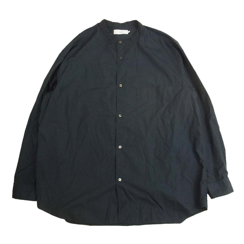 GRAPHPAPER グラフペーパー GM201-50092B Broad L/S Oversized Band Collar Shirt オーバーサイズ バンドカラー シャツ ネイビー系 F【中古】