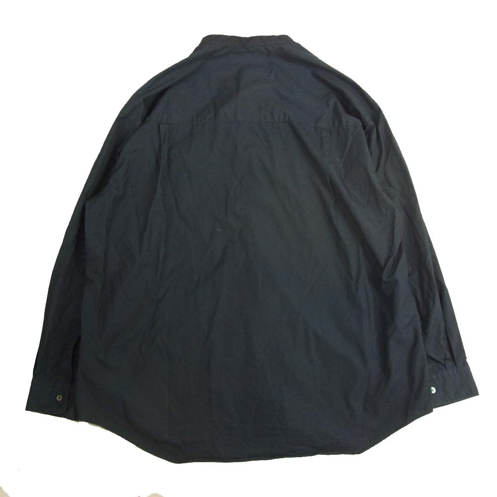 GRAPHPAPER グラフペーパー GM201-50092B Broad L/S Oversized Band Collar Shirt オーバーサイズ バンドカラー シャツ ネイビー系 F【中古】