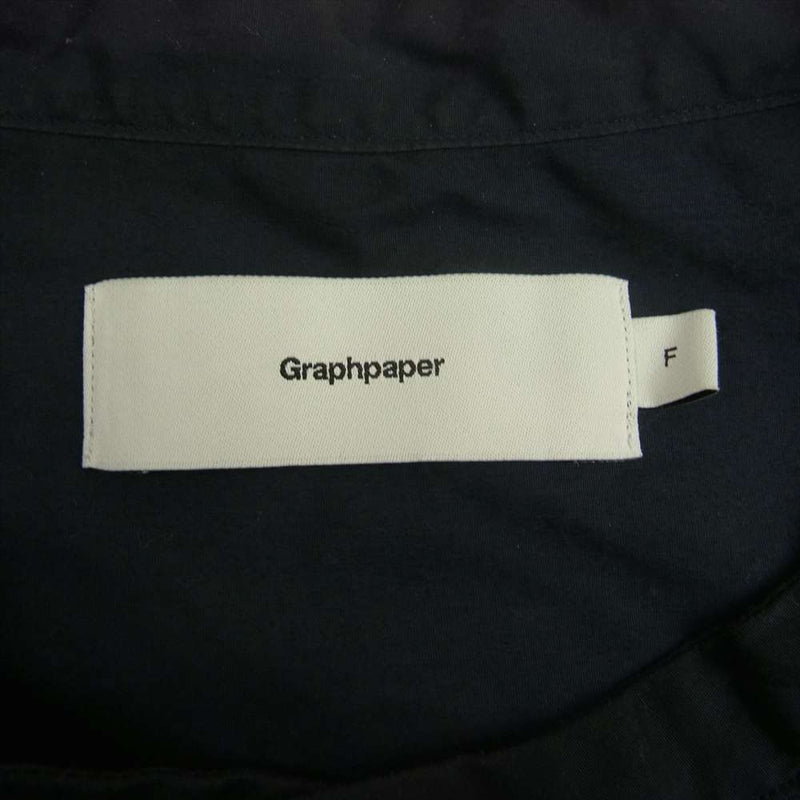 GRAPHPAPER グラフペーパー GM201-50092B Broad L/S Oversized Band Collar Shirt オーバーサイズ バンドカラー シャツ ネイビー系 F【中古】