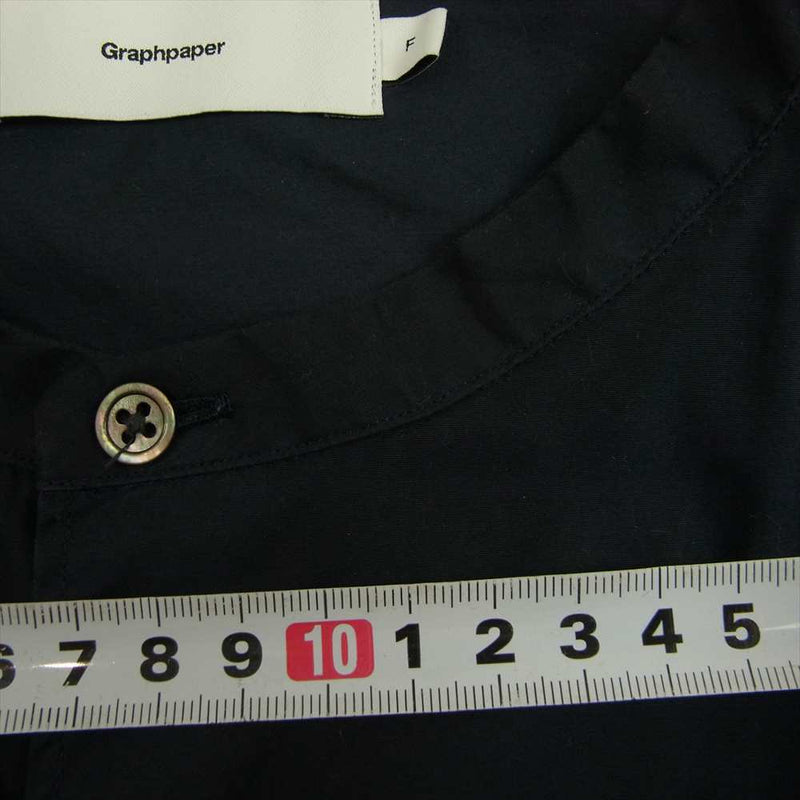 GRAPHPAPER グラフペーパー GM201-50092B Broad L/S Oversized Band Collar Shirt  オーバーサイズ バンドカラー シャツ ネイビー系 F【中古】
