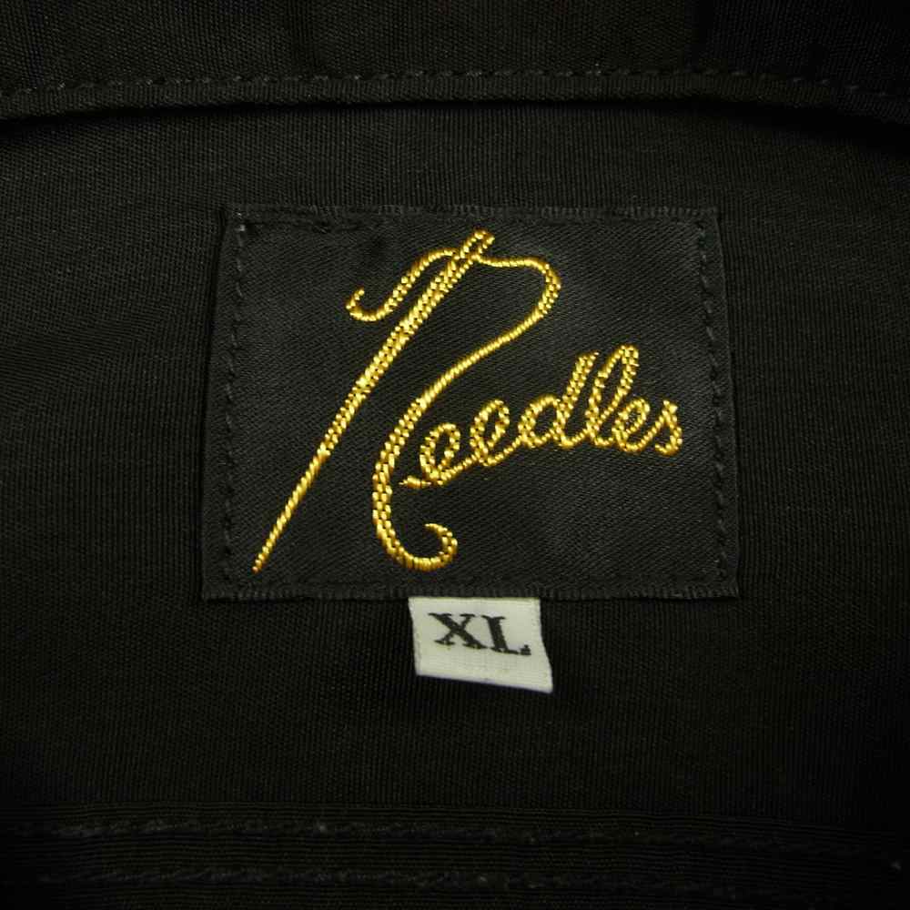 Needles ニードルス KP180 S/S WORK SHIRT Poly Cloth パピヨン刺繍 半袖 ワークシャツ ブラック系 XL【中古】