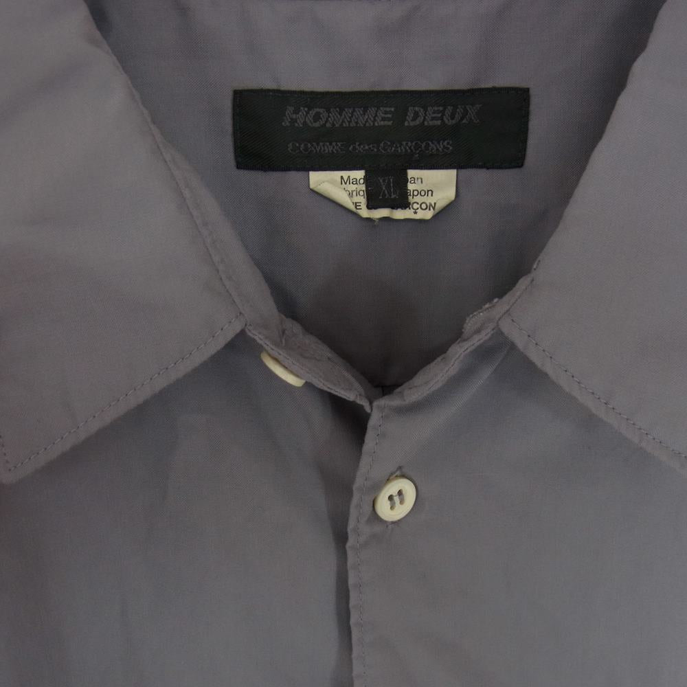 COMME des GARCONS HOMME DEUX コムデギャルソンオムドゥ 22SS DI-B038 AD2021 ポリエステル ポケット付き 半袖 シャツ グレー系 XL【中古】