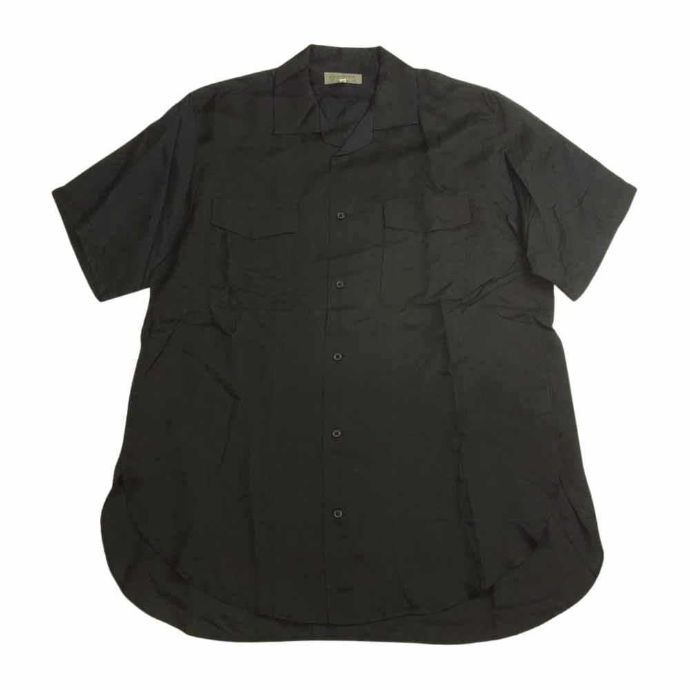 Yohji Yamamoto POUR HOMME ヨウジヤマモトプールオム 18SS HW-B74-238 キュプラ オープンカラー 半袖 シャツ ブラック系 3（L）【中古】