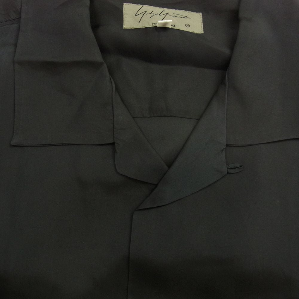 Yohji Yamamoto POUR HOMME ヨウジヤマモトプールオム 18SS HW-B74-238 キュプラ オープンカラー 半袖 シャツ ブラック系 3（L）【中古】