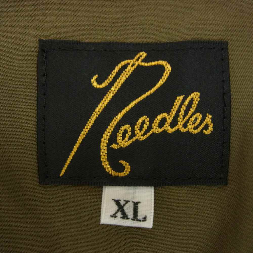 Needles ニードルス KP383 S/S COWBOY ONE-UP SHIRT R/PE Twill カウボーイ ワンナップ パピヨン刺繍 半袖シャツ カーキ系 XL【中古】